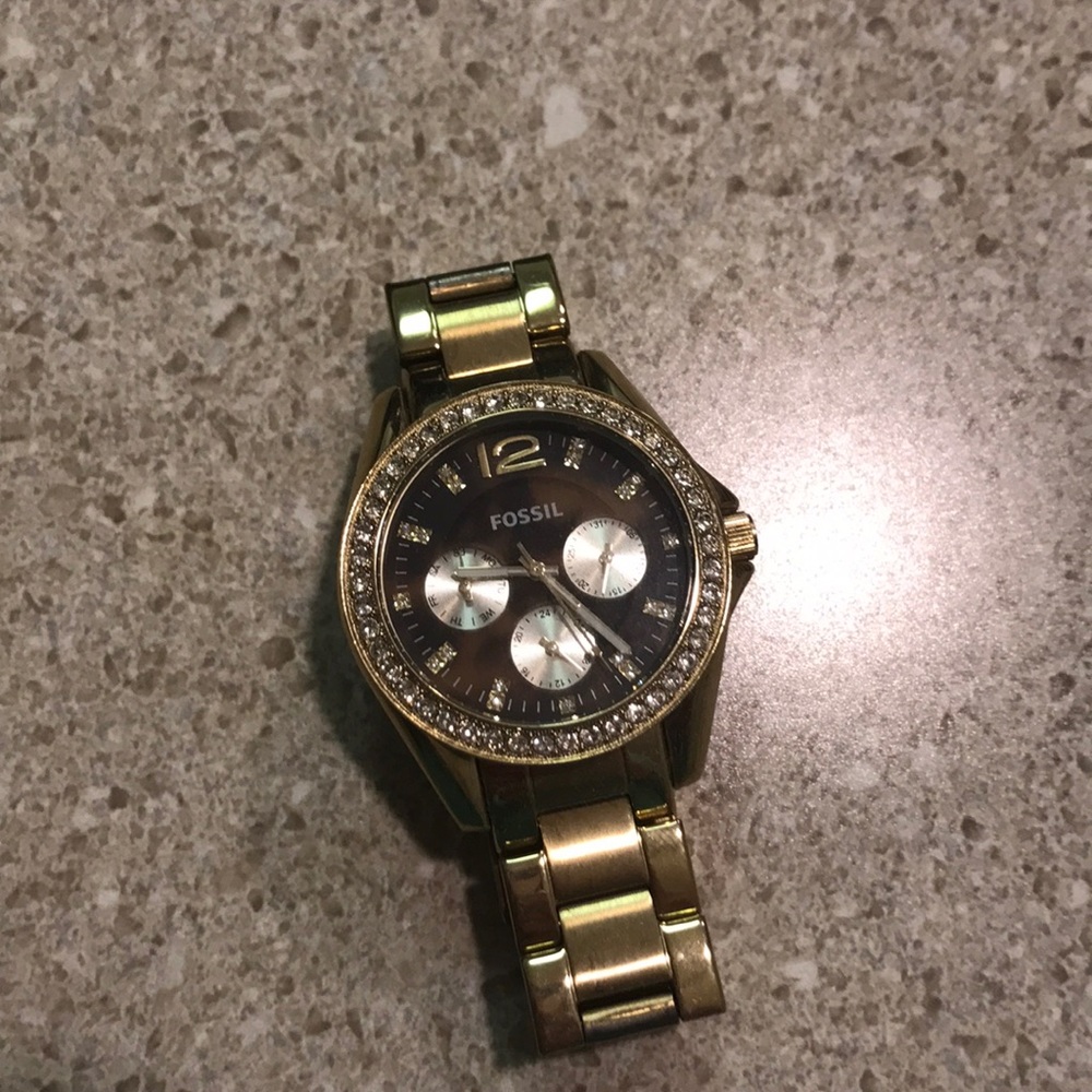 Gold Fossil Watch